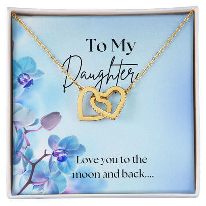 To My Daughter Interlocking Heart Necklace