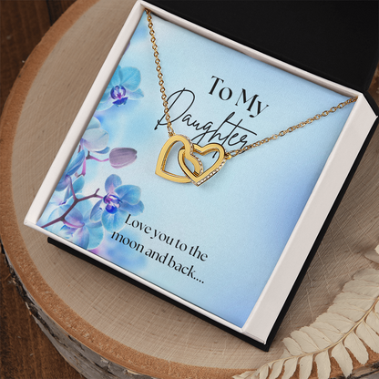 To My Daughter Interlocking Heart Necklace