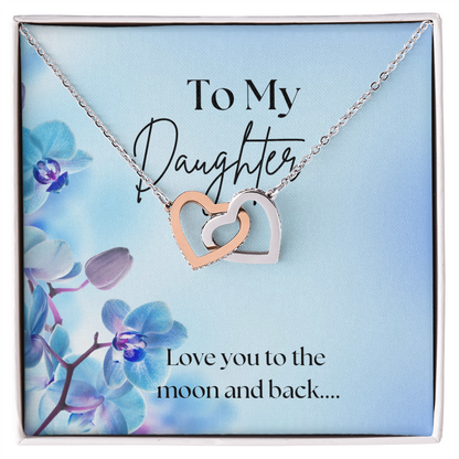 To My Daughter Interlocking Heart Necklace