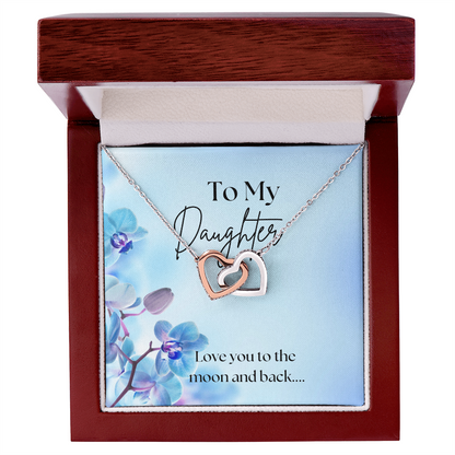 To My Daughter Interlocking Heart Necklace