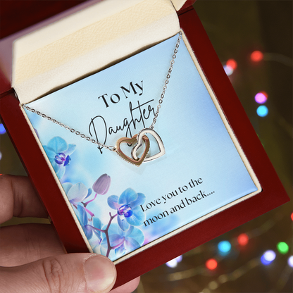 To My Daughter Interlocking Heart Necklace